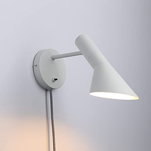 B·LED BARCELONA LED BarcelonaLED wandlamp met kabel en schakelaar, elegant, modern, Scandinavisch, draaibaar, wit voor slaapkamer, E27
