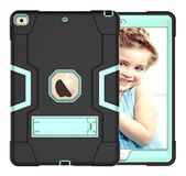 iPad 12.9 (2018/2020/2021) Generatie Hoes met Kickstand, Duurzame Zware Shockdoss Hybride Hardshell Drielaagse Beschermhoes iPad Tablet Siliconen Hoes (Zwart) Aqua