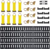 VEVOR E-Track Spanrailset, 30 stuks, 454 kg, 4 E-Track-rails, 2 ankers met enkele sleuf, 8 clips, 8 O-afdichtingen, 8 beschermkappen voor vrachtwagens, aanhangers, bestelwagens