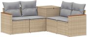 vidaXL Canapé 2 places Beige et Gris Clair Poly rotin et Acier