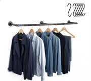 Merkloos Relaxdays Kledingstang - Wandmontage - 140 cm - 6 haken - Zwart