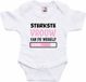 Bellatio Decorations baby rompertje - Sterkste Vrouw - wit/roze - babyshower/kraamvisite cadeau 92
