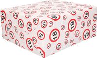 Shoppartners Bv Cadeaupapier 18 - 3x - rol 300 x 70 cm - verkeersborden - inpakpapier - 18e verjaardag - 18 jaar - inpakken