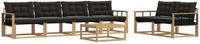 vidaXL - Bank loungeset - 6 zitplekken - Wit en zwart - Acacia hout