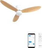 CREATE Wind Lite Plafondventilator met helder houtlicht, met wifi en afstandsbediening, 40 W, stil, Ø 132 cm, 6 snelheden, programmeerbaar, zomer-/winterfunctie, ledlicht, 3 temperaturen