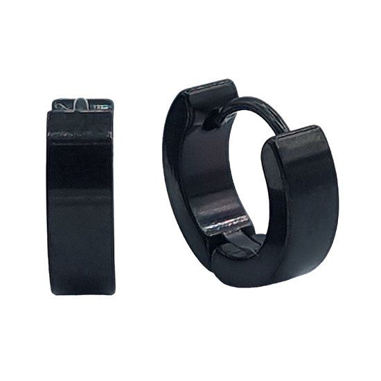 Rhylane - Black Stainless Steel Small Hoop Earrings - 1.4 cm