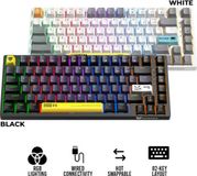 ONIKUMA Clavier de jeu compact G58, blanc, mécanique Hot-Swap, anti-ghosting, RVB, 82 touches