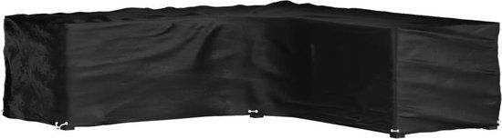 Tuinmeubelhoezen met 16 oogjes L-vormig 285x285x70 cm - Zwart - Polyetheen