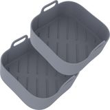 KitchenLove Airfryer Bakjes Siliconen XL - 2 Stuks - Vierkant Mandje - Bakpapier Alternatief - Accessoires - BPA Vrij - 20CM