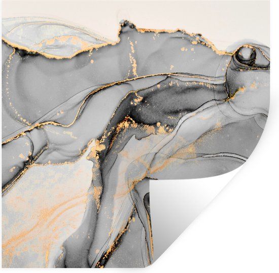 StickerSnake Marble Gold Grey Wall Sticker - 100x100 cm - PVC - Modern