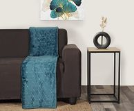Atout Ciel Flanellen deken met geometrisch reliëfpatroon, 130 x 170 cm, polyester, eendenblauw