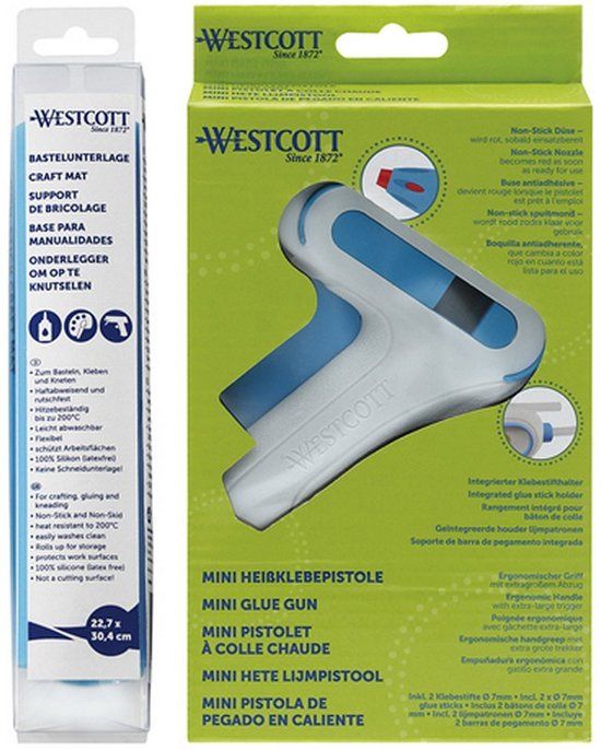 Westcott lijmpistoolset met lijmstiften en knutselmat
