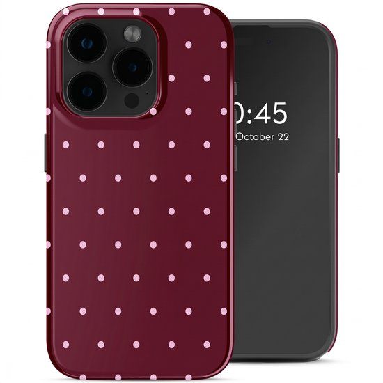 Selencia Hoesje - Geschikt voor Apple iPhone 15 Pro - Backcover - Happy Dots Burgundy