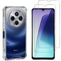 Phonillico® Schokbestendig hoesje voor Xiaomi Redmi 14C en 2 gehard glas schermbeschermingsfilm