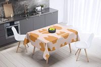 Bonamaison Tafelkleed, Anti-Mold, Sneldrogend, Waterdicht, 100% Polyester Tafellaken, Oranje, gebroken wit, 140 x 140 Cm