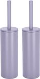 Spirella Luxe Toiletborstel met houder Cannes - 2x - Lila - Metaal - 40 x 9 cm