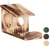 Relaxdays eekhoorn voederhuisje - hangend - hout - 17,5 x 14 x 25 cm
