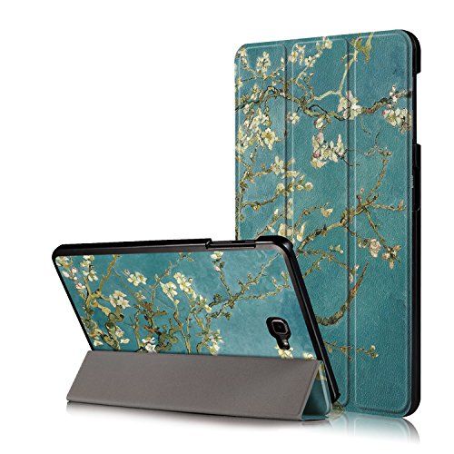 Xuanbeier Ultradunne hoes, compatibel met Samsung Galaxy Tab A 10.1 2016 SM-T580/T585 (A6), tabletbeschermhoes met standaard en automatische slaap-/waakfunctie, bloem