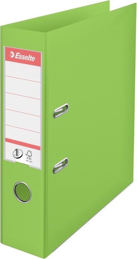 Esselte No.1 VIVIDA Kunststof A4 Ordner met Etikethouder - Voor 500 Vel - Rugbreedte van 75mm - Groen