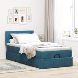 vidaXL Ottoman Bed with Mattress Dark Blue Velvet 80x200cm