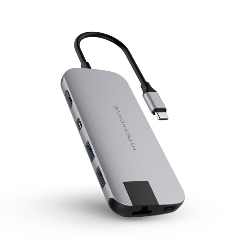 HyperDrive SLIM 8-in-1 USB-C Hub - Black/Grey