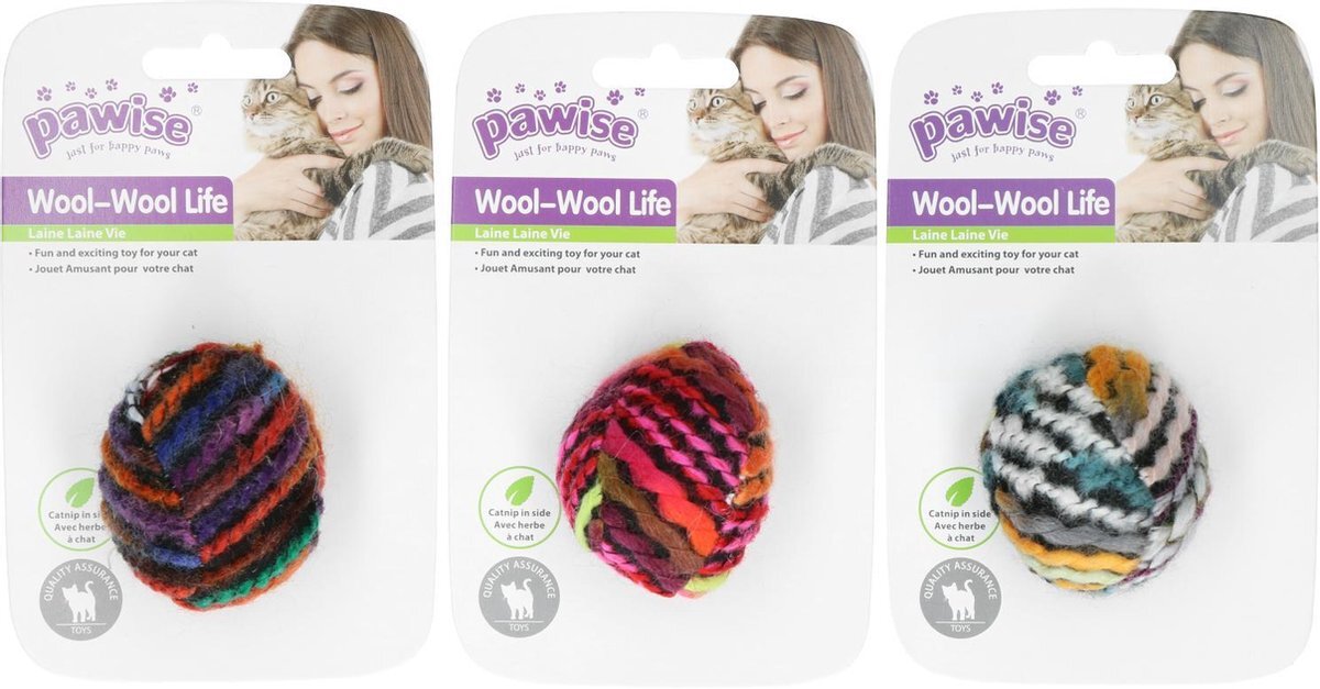 - Pawise Meowmeow life - wool ball Speelgoed voor katten - Kattenspeelgoed - Kattenspeeltjes