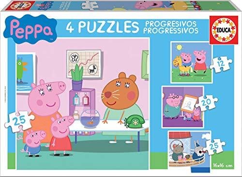 Peppa Pig Educa 16817 dibujos animados y cómic Progressieve puzzelspel, kleurrijk, Unica