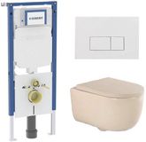 Geberit QeramiQ Dely Swirl Toiletset - 36.3x51.7cm - Geberit UP720 Duofix Sigma inbouwreservoir - 35mm zitting - bedieningsplaat glans wit - rechthoekige knoppen - mat beige