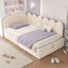 STILVORA Dagbed 90x200 cm – Hydraulische Opbergruimte – L-Vorm Voor Kinder- Of Gastenkamer – Fluweel – Beige – Zonder Matras