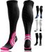 aZengear Compressiekousen voor dames en heren (20 - 30 mmHg klasse 2): compressiekousen voor vliegreizen, Pro Sport, recuperatie, antitrombose, zwart/rood, maat S-M
