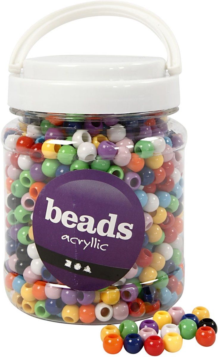 creotime Pony kralen - 10 mm - kleuren assorti - 700 ml