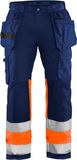 Blaklader 155818118953C44 High Vis werkbroek met stretch, marineblauw/oranje, maat C44