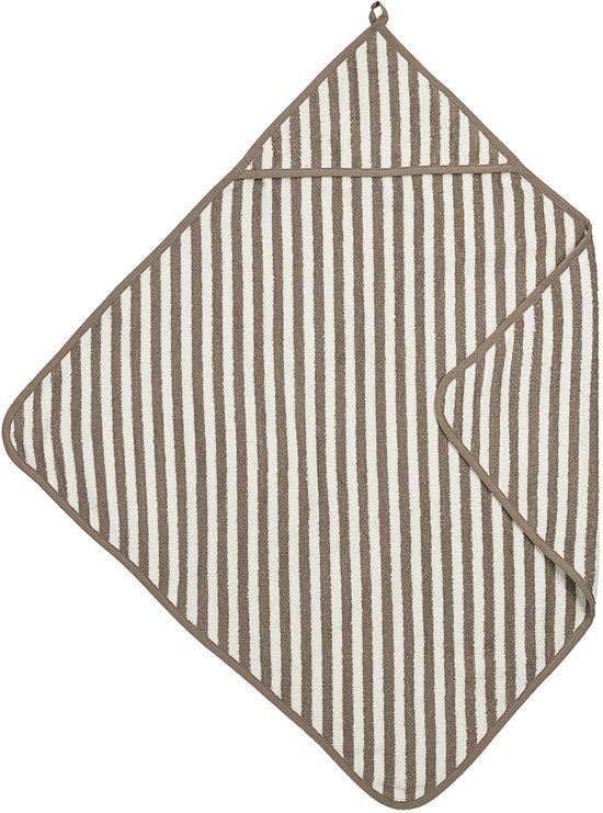 Meyco Baby Fat Stripe Badcape - Jacquard Badstof - Taupe - 75x75cm