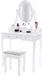 Table de toilette en bois blanc - avec miroir éclairé par LED - avec tabouret assorti - 80x40x137 cm