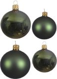 Decoris Bol Compleet glazen kerstballen pakket donkergroen glans/mat 38x stuks - 18x 4 cm en 20x 6 cm