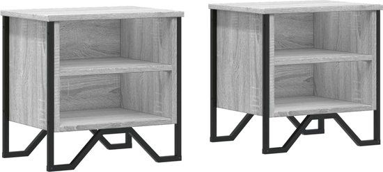 vidaXL Nachtkastjes 2 stuks 40x30x40 cm bewerkt hout grijs sonoma eiken