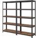 Étagère de rangement métallique 5 niveaux, lot de 2, montage sans vis, charge 875 kg, marron et noir