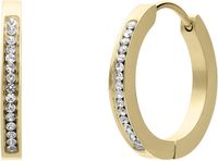 Lucardi Dames Plated oorbellen met kristal 15mm - Oorbellen - Cadeau - Staal - Goudkleurig
