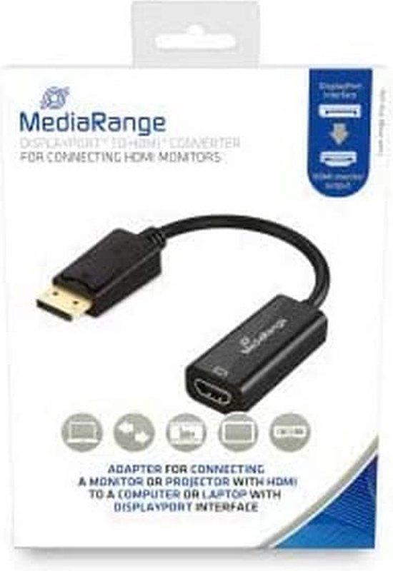 MediaRange HDMI naar DisplayPort Converter, vergulde contacten, HDMI-contrastekker/DP-stekker, 15cm
