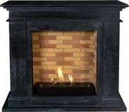 Ruby Fires Xaralyn Kos bio-ethanol haard met steendecor - Antraciet, zwarte ruwe natuurstenen haardombouw - 3 KW verwarming