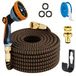 Tuyau d'arrosage extensible - Enrouleur de tuyau d'arrosage tuyau d'arrosage flexible - 30 m - 10 positions de pulvérisation - Raccord métallique étanche - Anti-pli - Pour jardin, station de lavage et pelouse