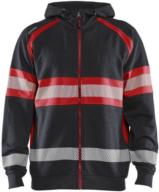 Blåkläder 3552-1158 High vis Hooded sweatshirt - Zwart/High Vis Rood - XL
