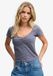 Superdry - Athletic Essentials Top slanke pasvorm - Dames - T-shirts - Gebroken wit/blauwe streep - Katoen - Maat 6