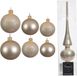 Kaemingk B.V. Grand paquet boules de Noël en verre champagne brillant/mat 50x pièces - 4-6-8 cm incl. étoile brillante 26 cm