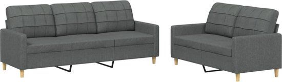 vidaXL 2-delige Loungeset met kussens stof donkergrijs