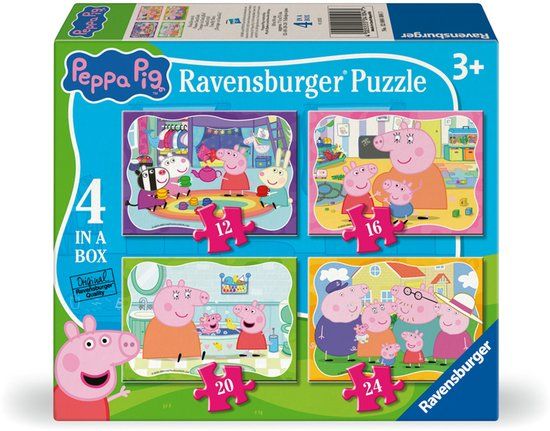 Ravensburger Peppa Pig 4 in a Box Legpuzzel - 12, 16, 20, 24 stukjes
