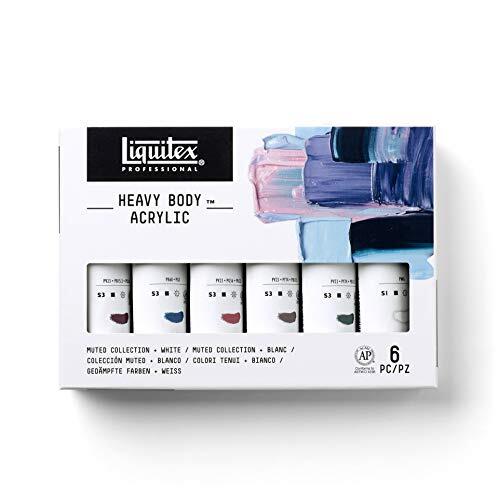 Liquitex 3699356 Professional Heavy Body acrylverf in kunstenaarskwaliteit met uitstekende lichtechtheid en boterachtige consistentie - Gedempte Kleuren Set - 6x59ml, Heavy Body - Gedempte Kleuren Set