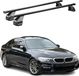 Menabo Barres de toit en acier pour BMW Série 5 G30, années modèles 2016-2024, noir, 2 pièces
