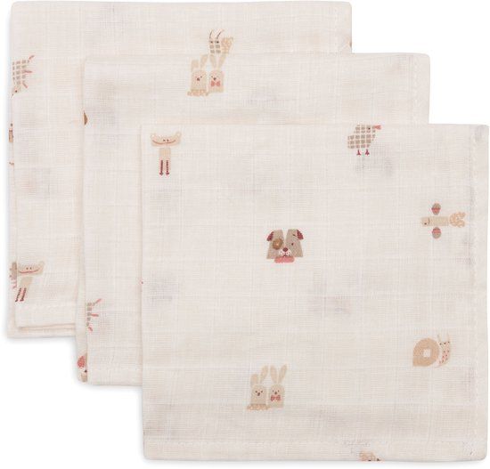 Jollein Hydrofiel Monddoekje Basic - Animal Friends - 3 Stuks