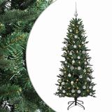 vidaXL Kunstkerstboom met kerstbal 150 cm 150 LED's Warmwit PVC en PE